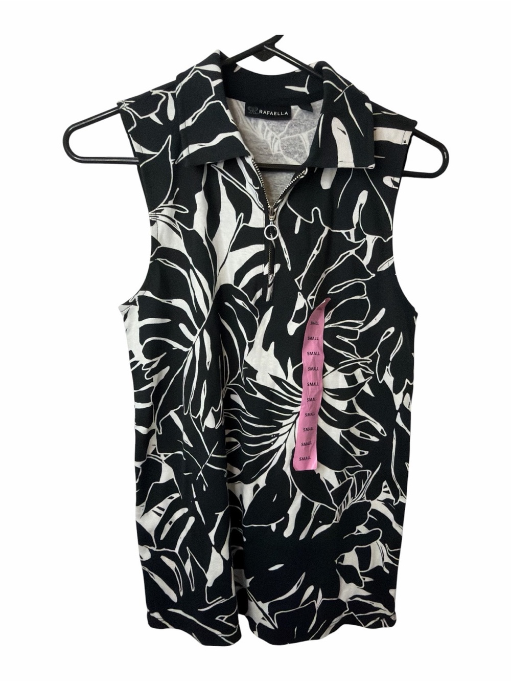 Rafaella Ladies Sleeveless Polo Pressed Palms Black NWT
